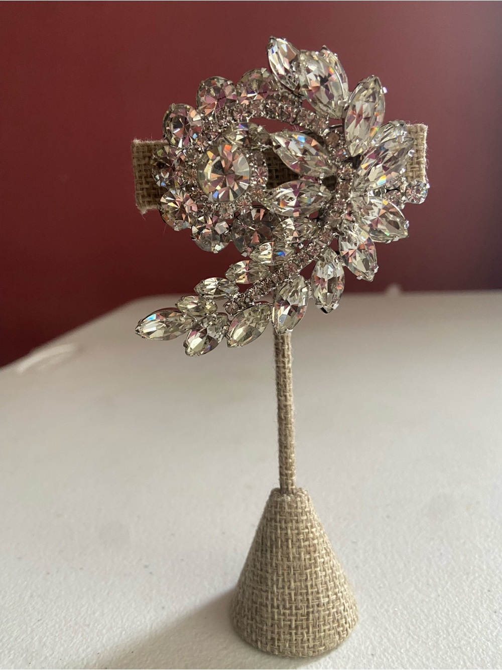 Crystal Floral Statement Brooch - Clear